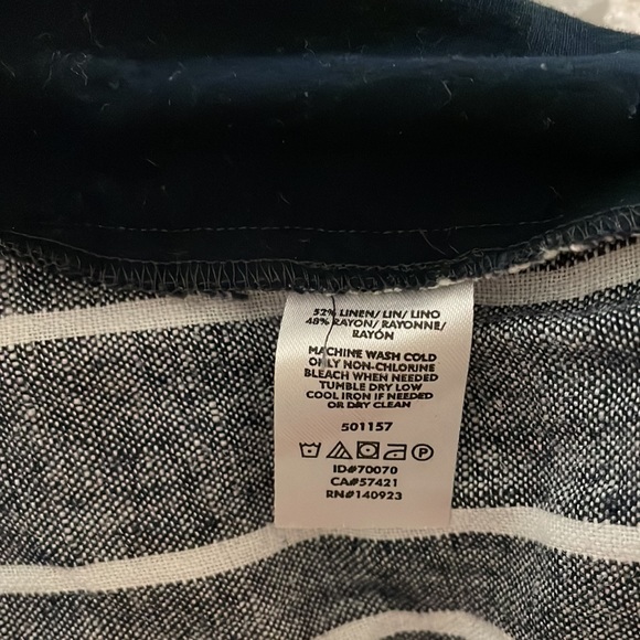 Loft Outlet. Small linen blend skirt. Blue/Gray & white stripes. Used like new - Picture 3 of 4